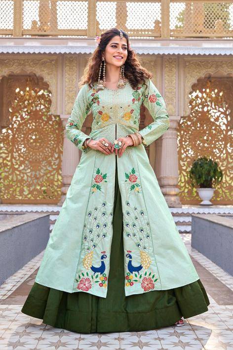 Ram 164 satin silk Green Affordable lehenga cholis in Kolkata